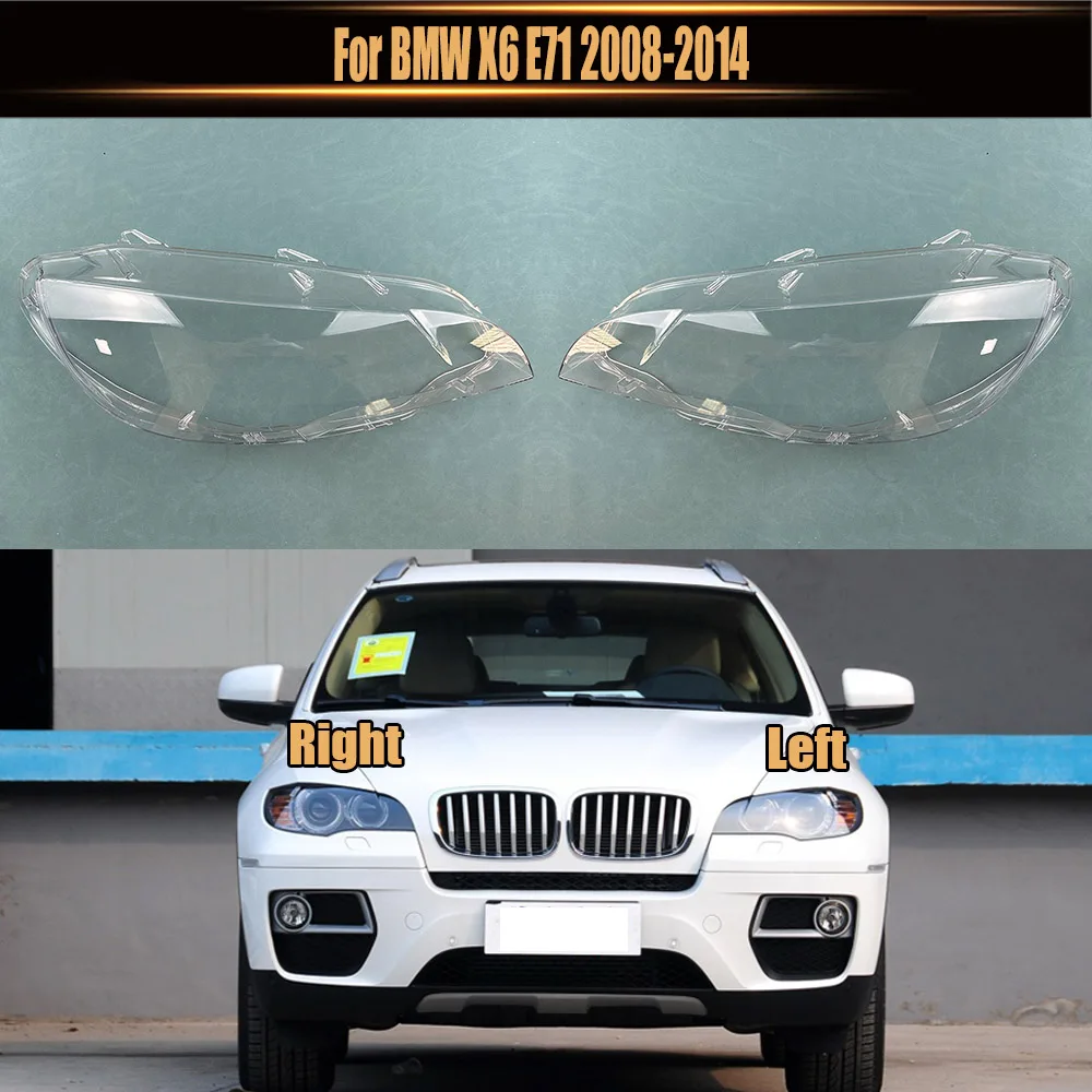 

For BMW X6 E71 2008~2014 Transparent Headlight Cover Lampshade Headlamp Lamp Shell Plexiglass Replace Original Lens
