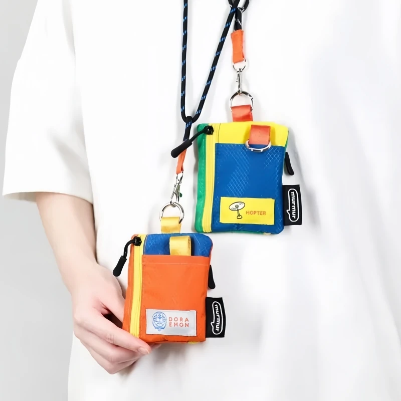 

Милый мини-кошелек-ключница из оксфордской ткани в стиле Ins с ремешком на шею, для карт и ключей, маленькая сумка-кроссбоди для школы и повседневного использования