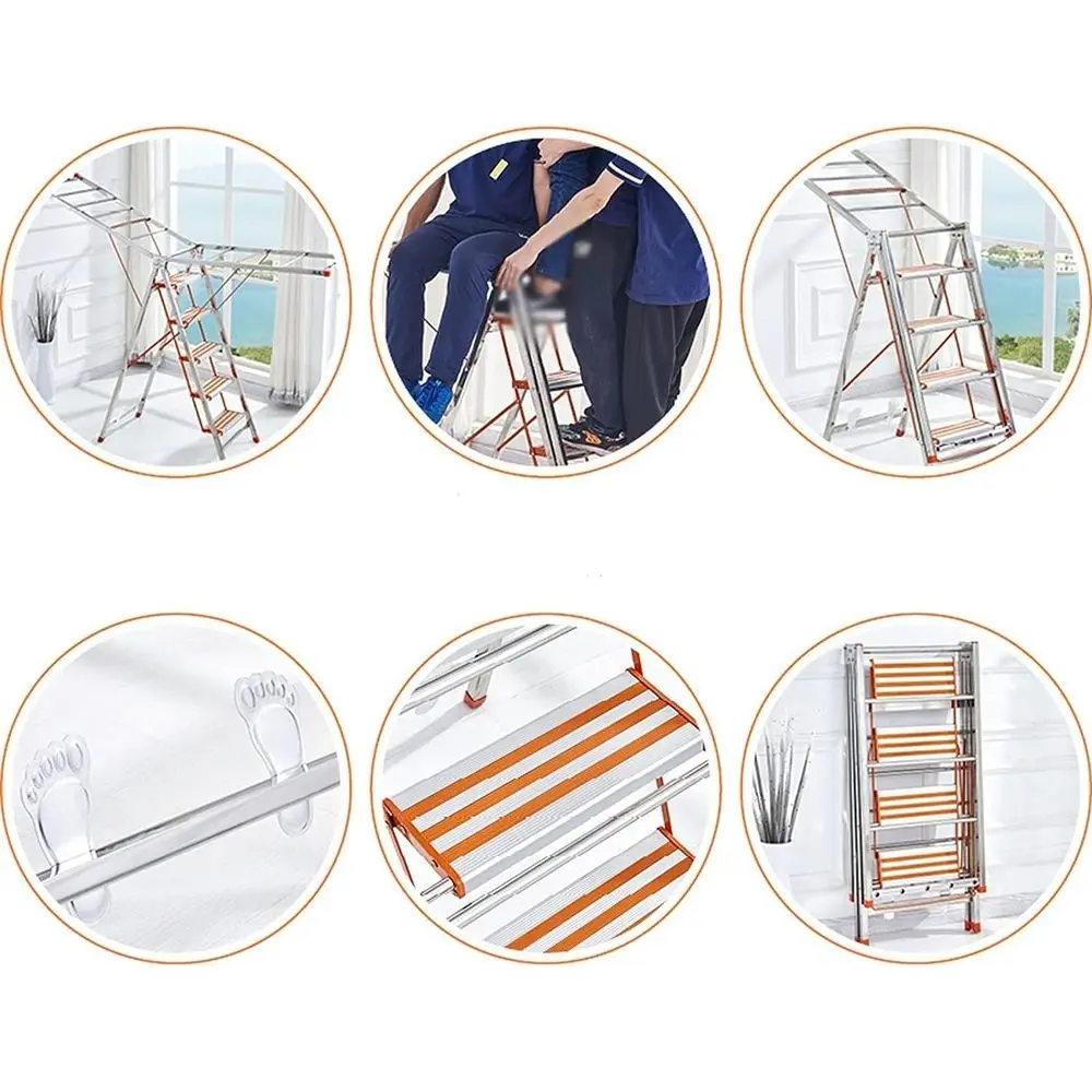 Folding Stainless Steel Ladder Drying Rack - Dual-Purpose Indoor/Outdoor Portable Clothes Dryer