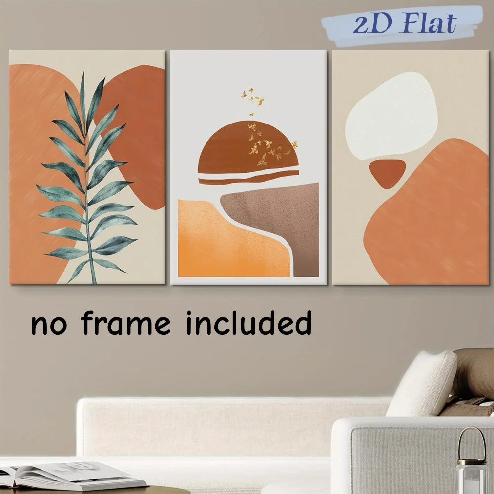 3-piece set of modern minimalist tropical plant decoration paintings, Nordic style living room entrance wall decoration, abstrac