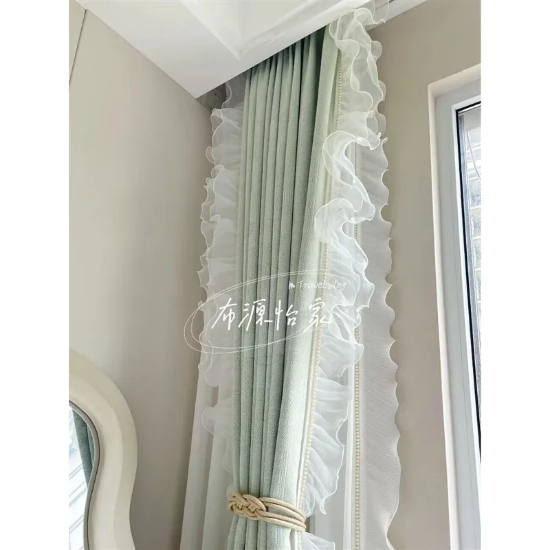 French Romantic Simplicity Curtains for Living Room Bedroom Dining Room Texture Patterned Chenille Relief Curtain Shading Window