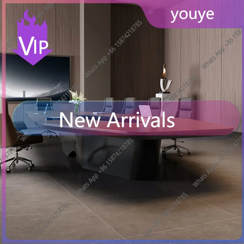 

V-Light luxury high-end conference room table Walnut conference table Simple modern rectangular negotiation table