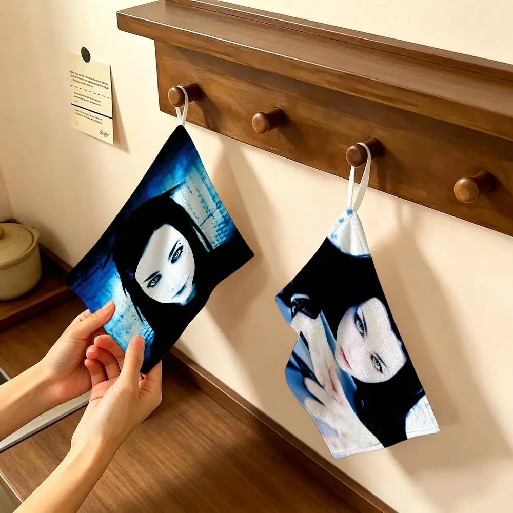 E-Evanescence Rock Bands Household Hanging Towel, Polyester Cotton Hand Wiping Towel, Sturdy for Bathroom Bedroom