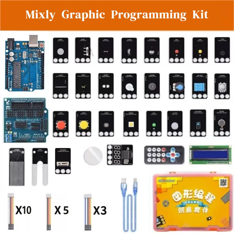 Mixly Graphic Programming for Arduino Beginner Learning Kit Compatible with Lego Bricks