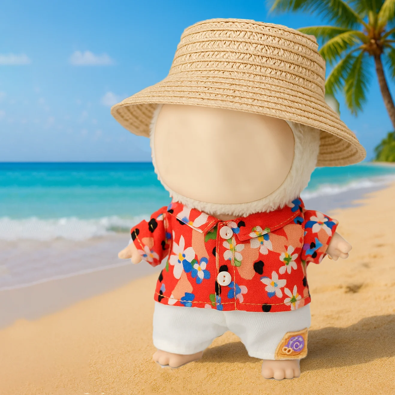 

Hawaiian Beach Clothes Labubu Doll Clothes 1/2 Generation Doll Dressing Props For 17cm Doll Handmade Diy Props Doll Accessories