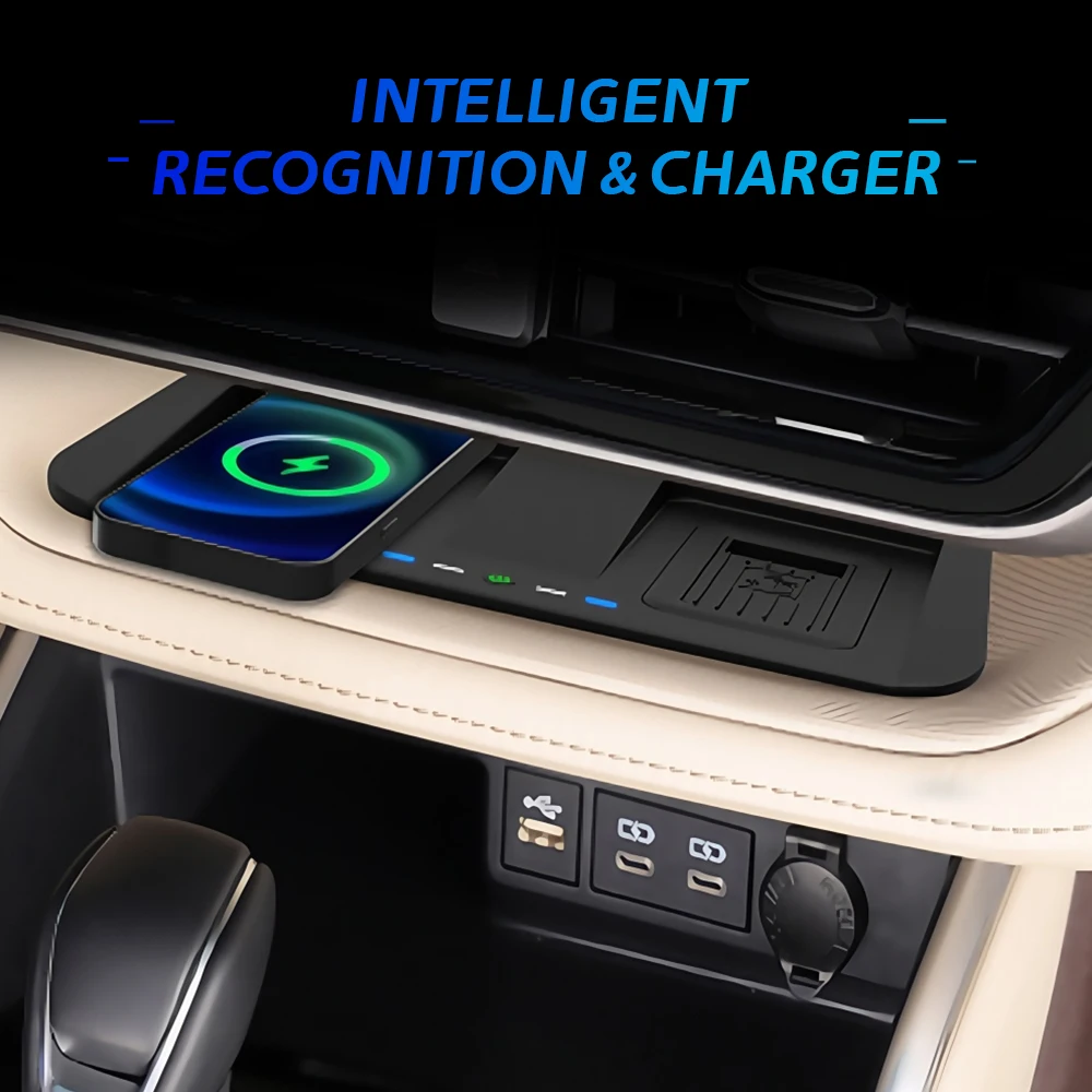 Wireless Charger Car Auto Clamping Phone  Holder Pad Qi Fast Charge for Toyota Highlander 2022-2025