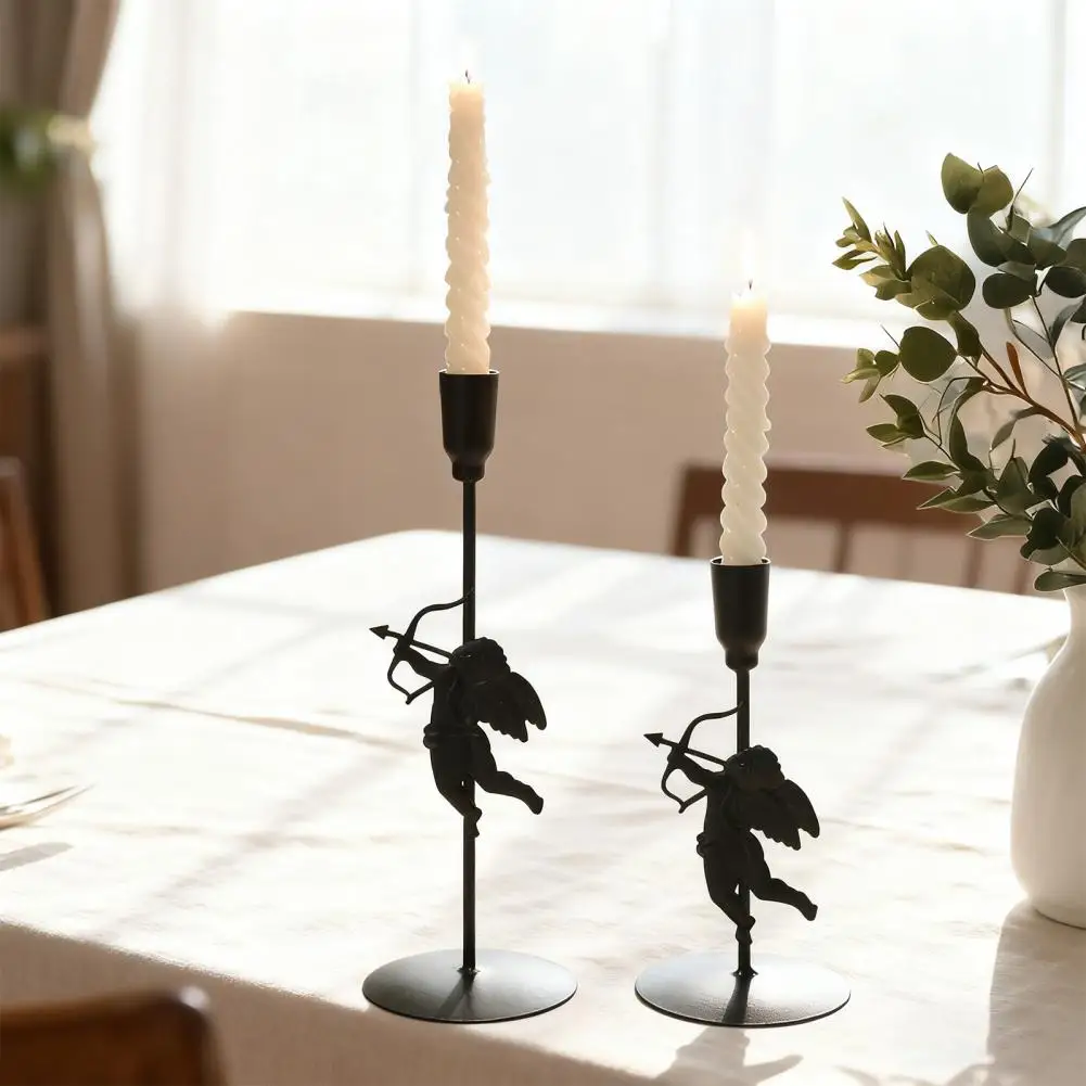 Room Candle Holder Vintage Metal Cupid Candle Holder Set for Home Decor Wedding Party Table Centerpiece Iron Art Taper for Room