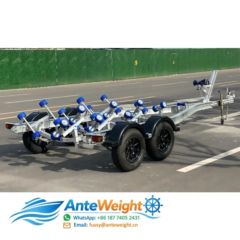 Aluminum Boat Trailer 5.9M Tandem Axle Wobbly Rollers 1595kg Capacity