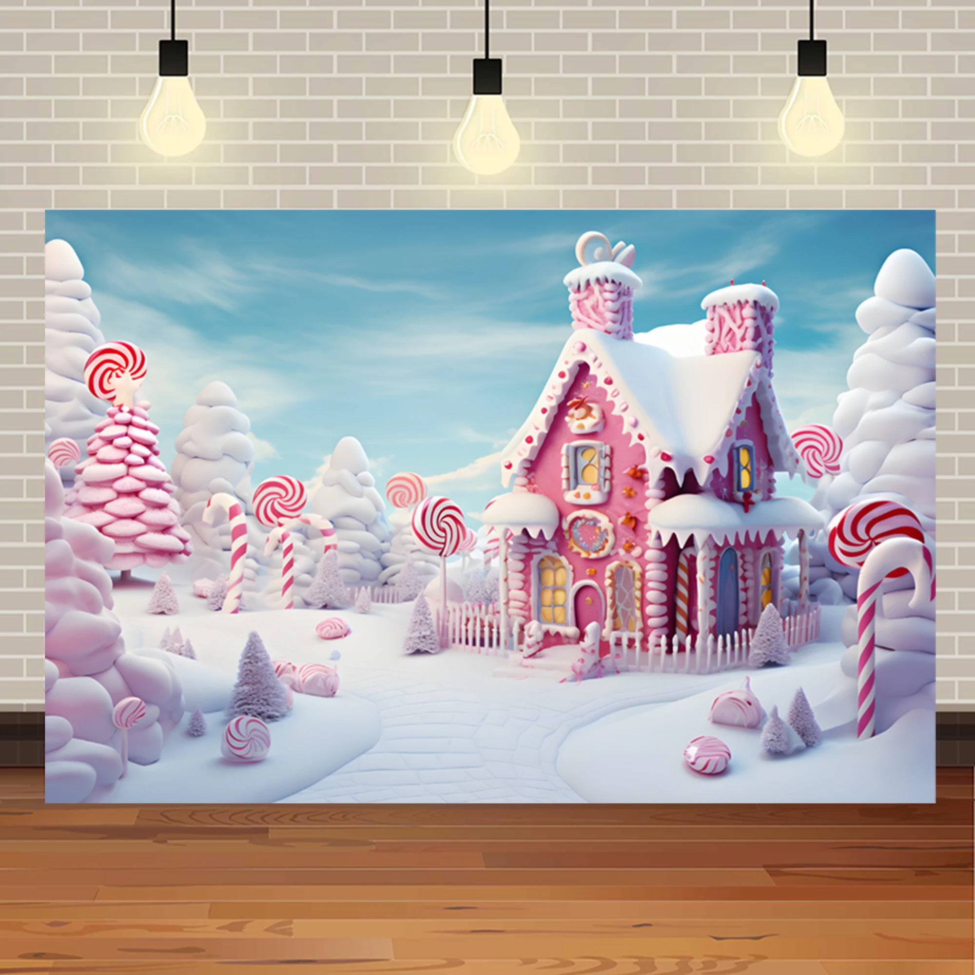 Winter Candy Christmas Castle Background Ice and Snow World White Snowflake Photography Background Little Princess Firstbirthday