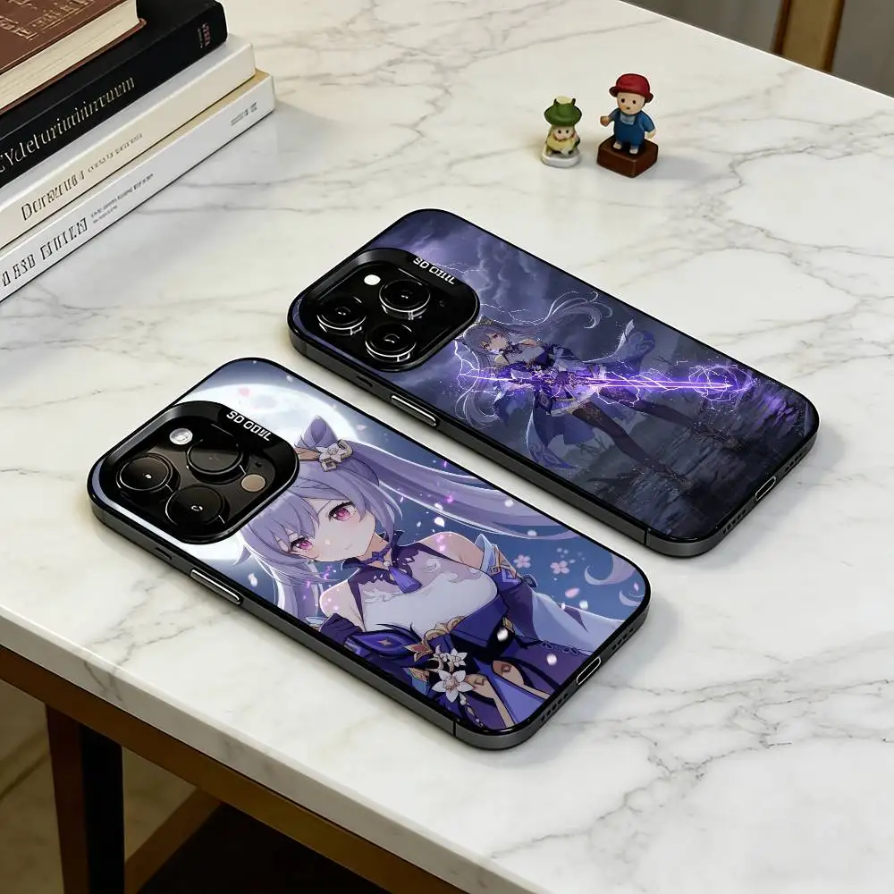 

K-Keqing Electro Character Graphic Phone Case For iPhone 17,16,15,14,13,12,11 Plus,Pro Max,XS,Colorful Silver Black Cover