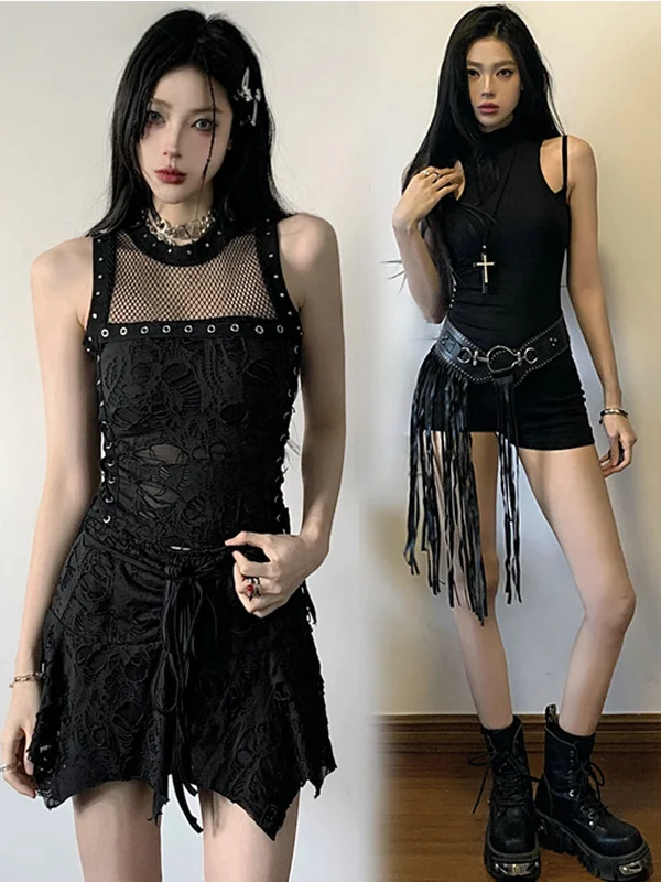 Dark Style Performance Outfit Women's Jazz Dance Costume Trendy Broadcasters Girl Group Stage Wear Sexy Cool Sister DS Ensemble