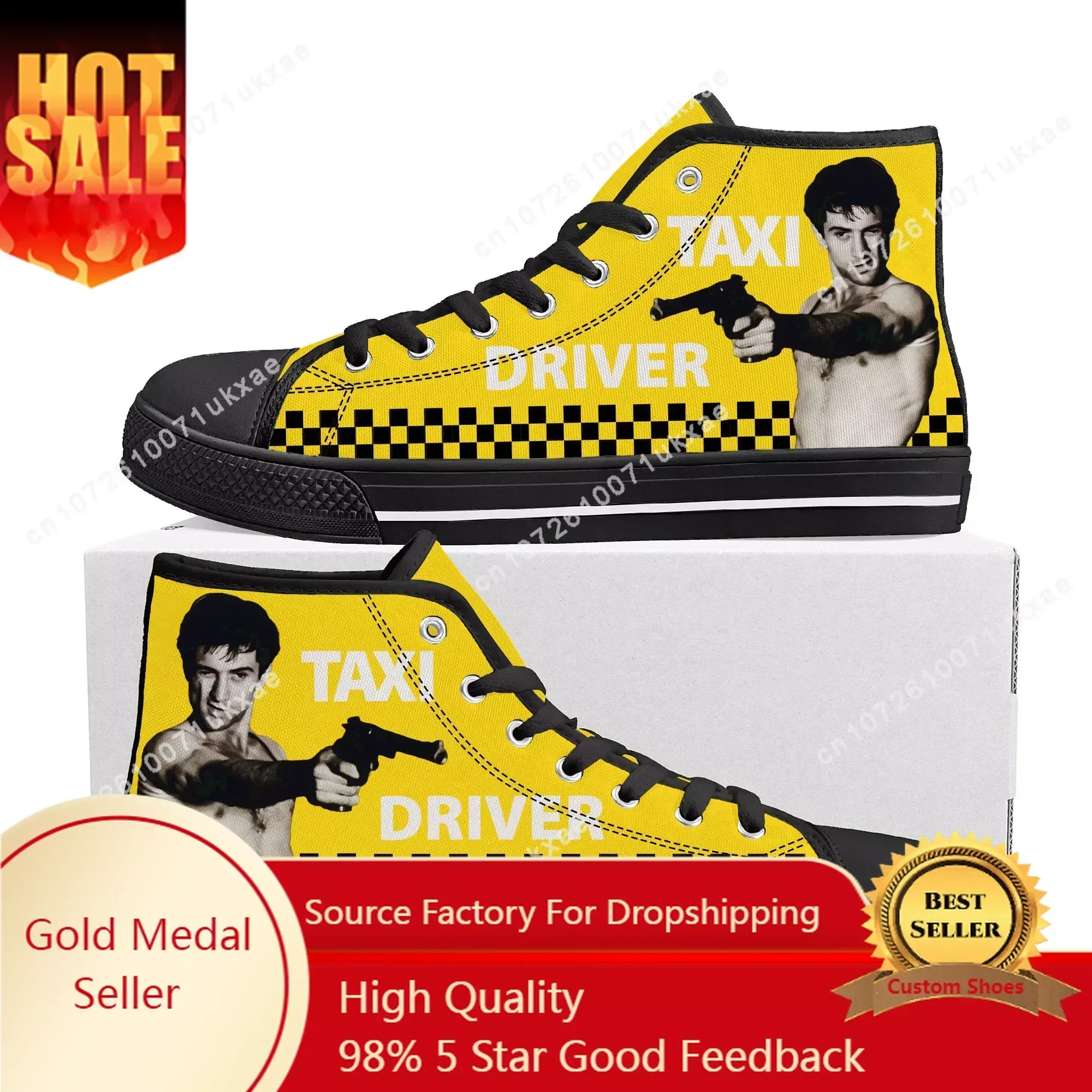 Taxi Driver High Top Sneakers Men Women Teenager High Quality Travis Bickle Canvas Sneaker Couple Shoe Casual Custom Made Shoes