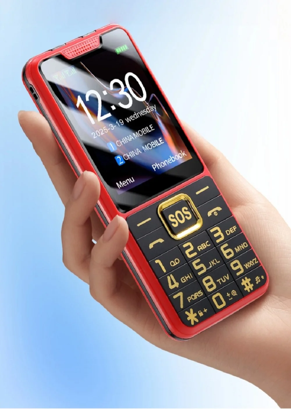 Cheap Senior Cellphone GSM 2G Slim Large Push-Button Phone For Elderly SOS Key Two Sim Dual Torch Loud Voice Speed Dial