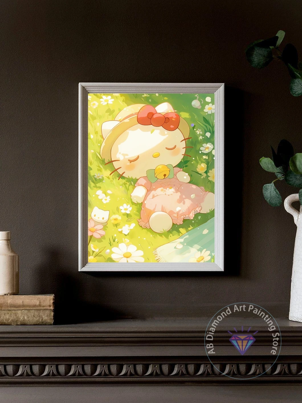 Cute Sanrio Hello Kitty in the Nature Woods Grassland Dandelion AB Diamond Painting Set Cross Stitch Home Art Children Gift DIY