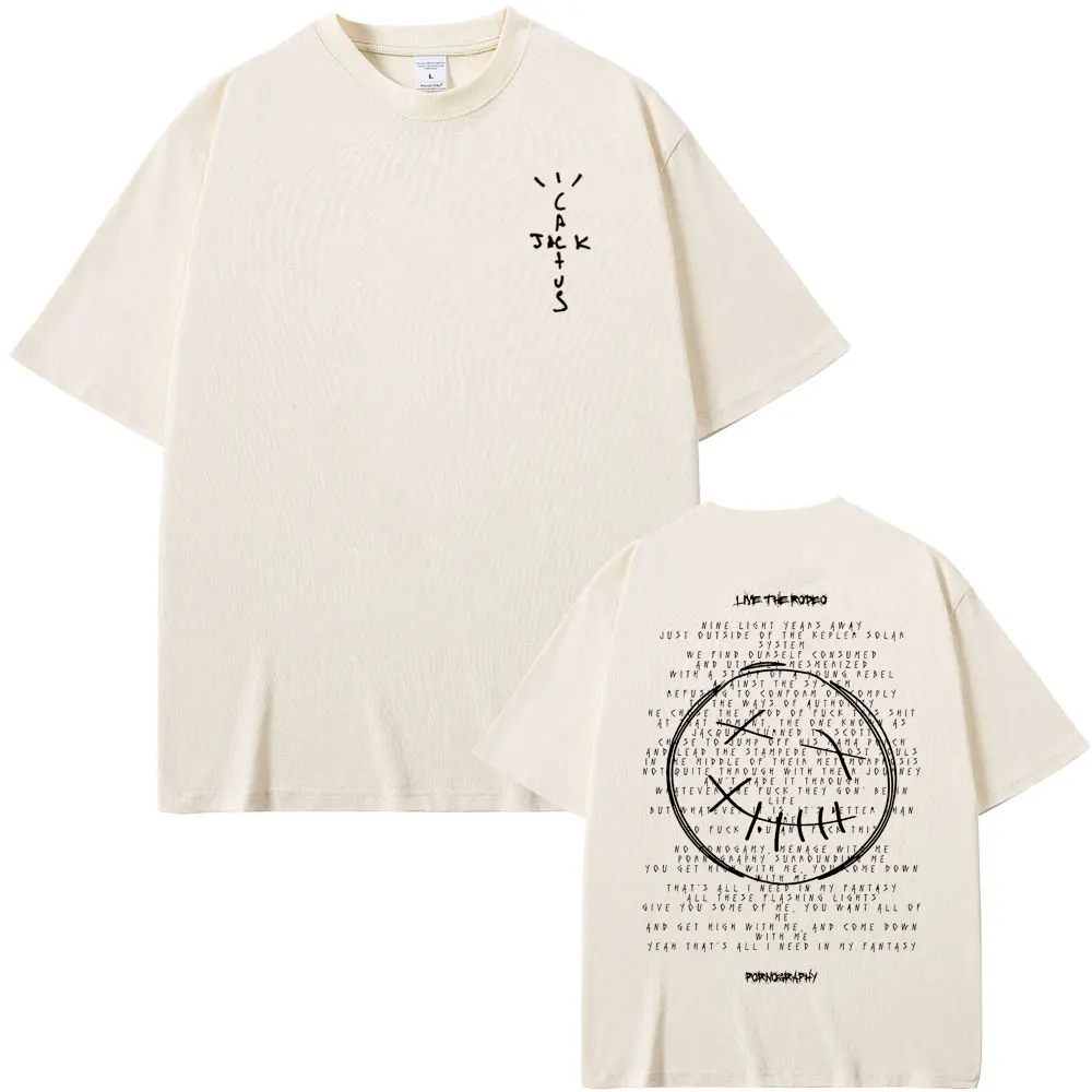 Cactus Jack Printed T-shirt, Men's Pure Cotton T-shirt, Men's and Women's Casual Oversized T-shirt,