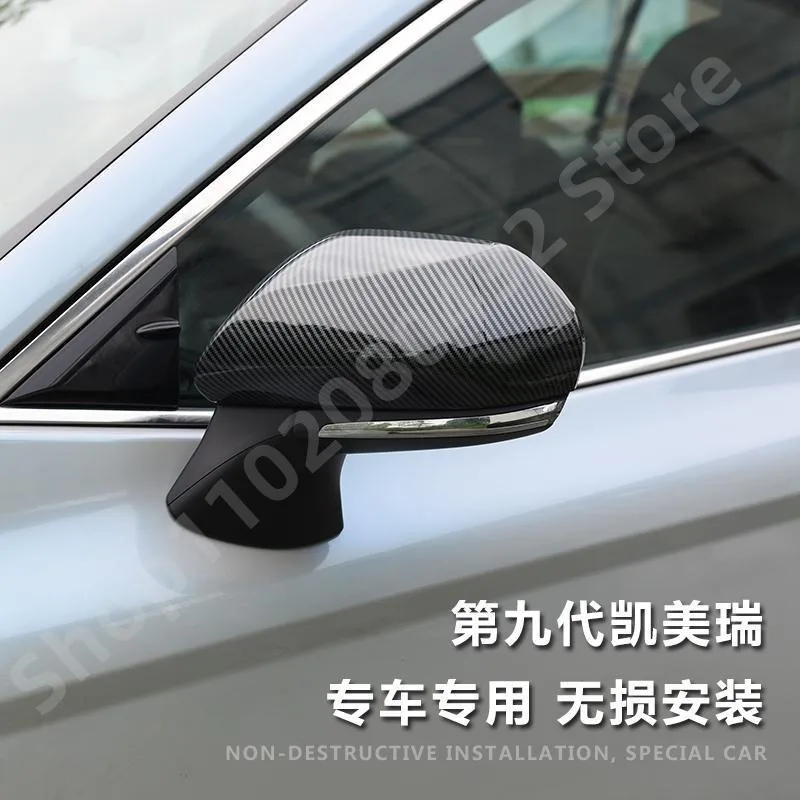 ABS Carbon fiber texture/Piano Black Door Side Mirror Cover Trim Rear View Cap Overlay Molding Garnish for Toyota Camry 2024