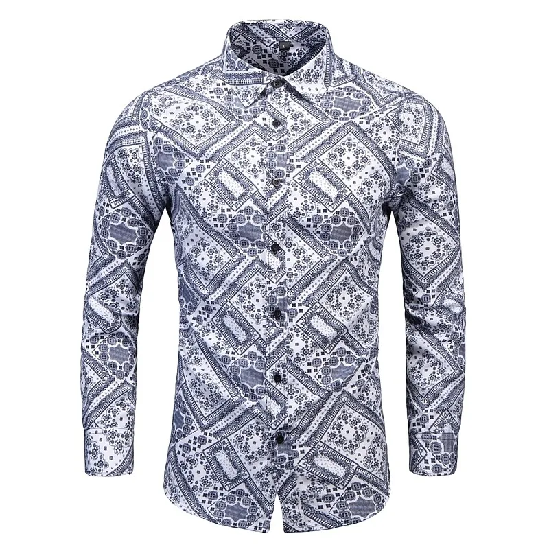 

Весенняя коллекция Long Sve Men's Floral irt plus Size Slim Fit Youth Non-iron Regular Thin Spring Season Other Mate...