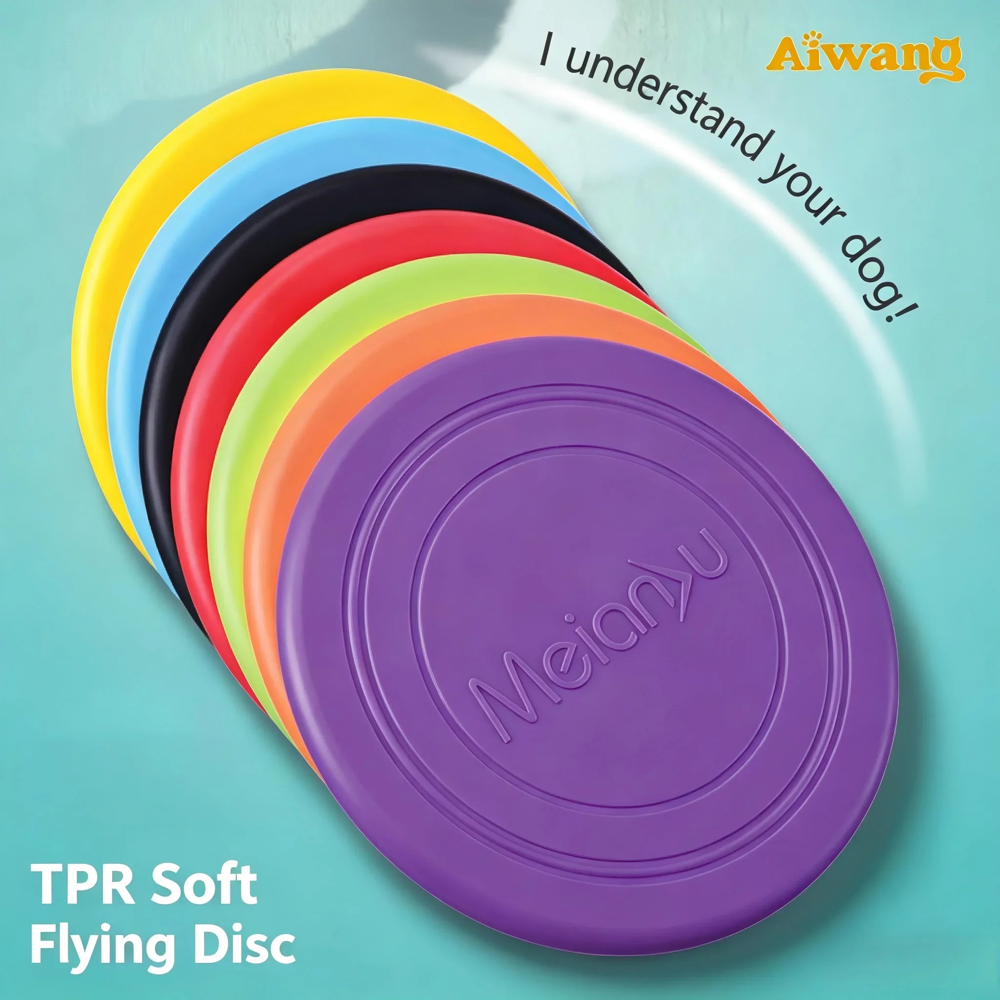Frisbee Suave de TPR para Perros – 178 mm, Resistente a Mordidas, Juguete Interactivo de Entrenamiento