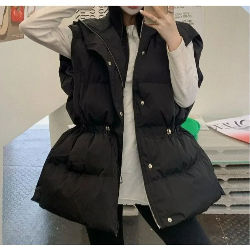 2025 Autumn and Winter New Loose Shoulder Thickened Jacket Wearing Down Cotton Vest Coat for Women