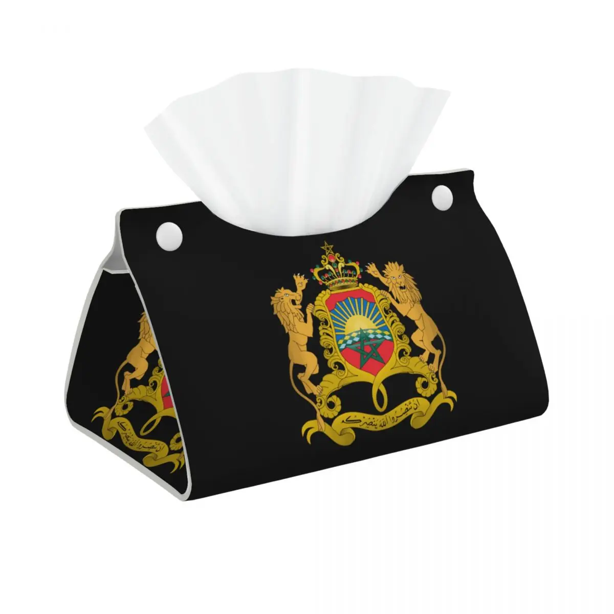 Custom Kingdom Of Morocco Tissue Box Cover PU Leather Rectangular Moroccan Patriotic Facial Tissues Holder for Home