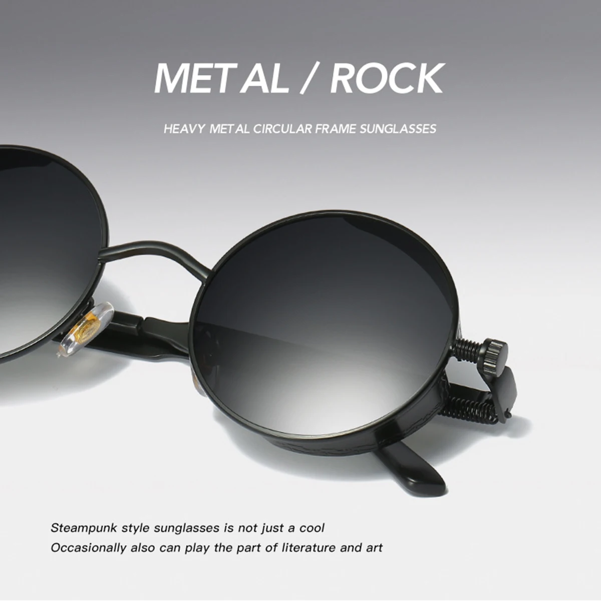 Retro-Punk-Sonnenbrille, runde, reflektierende Sonnenbrille für Männer und Frauen – Detail 5