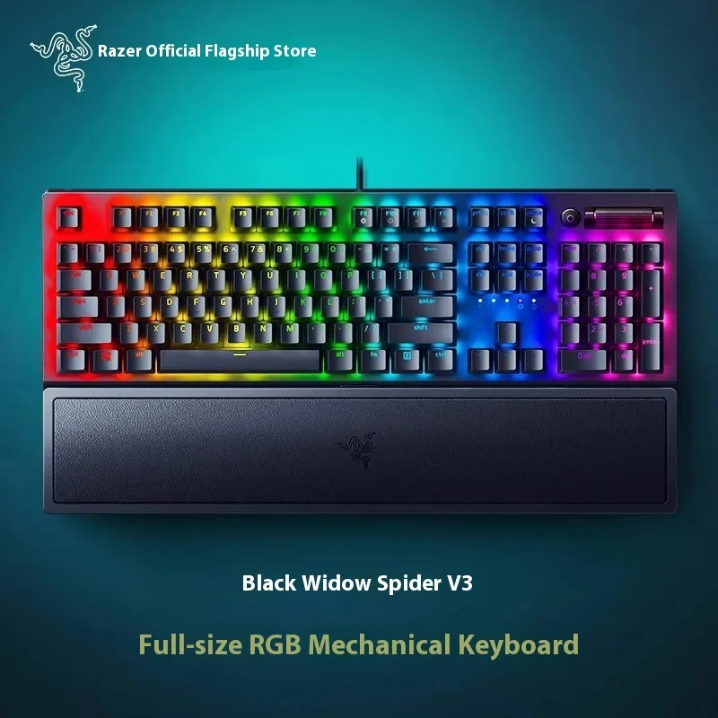 

Механическая игровая клавиатура Razer BlackWidow V3, 104-клавишная RGB-подсветка с подставкой для запястий для настольного компьютера, высокая производительность