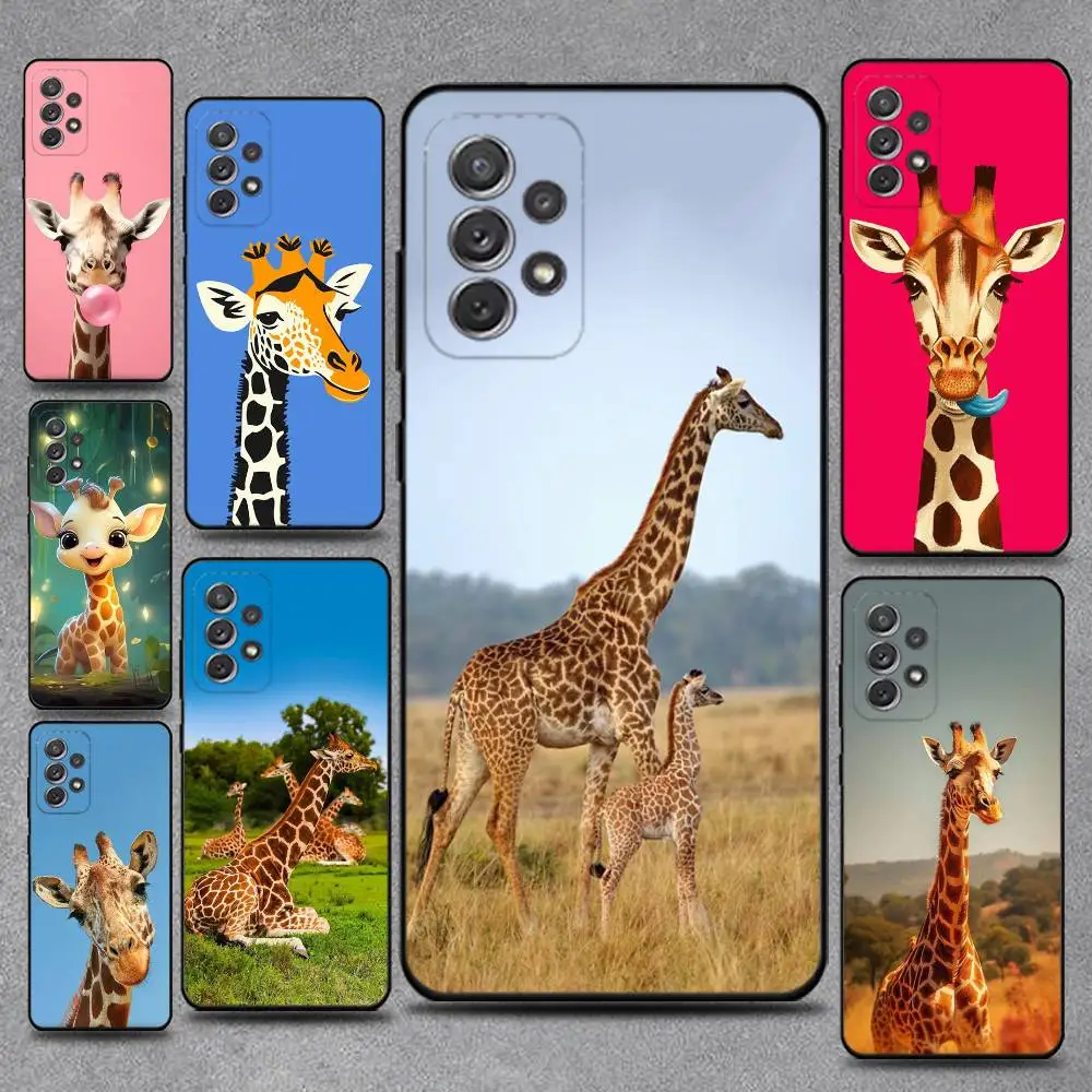 

Cute Cartoon Giraffe Animal Phone Case For Samsung S25,S24,S21,S22,S23,S30,Ultra,S20,Plus,Fe,Lite,Note,10,9,5G Black Cover