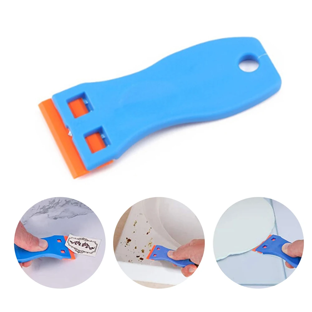 

1.5" Plastic Razor Scraper With 10pcs Double Edged Plastic Blades For Removing Car Labels Stickers Glue Decals On Glass Windows