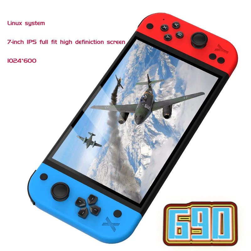 G90 7 بوصة 64 جيجابايت 4000 مللي أمبير وحدة تحكم ألعاب محمولة باليد ممر عالي الوضوح لـ PSP/PS1 وحدة تحكم ألعاب التلفزيون الرجعية الحنين
