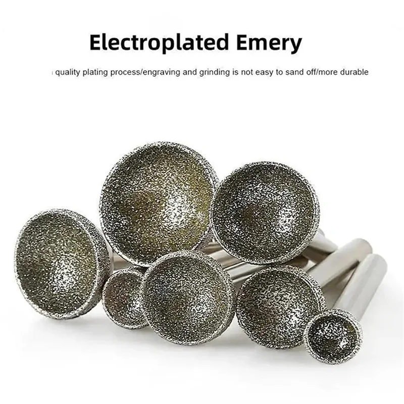 Abkw-ponto montado de diamante 10-25mm cabeça côncava esférica para jade âmbar pedra cera de abelha moagem-conjunto de 1 peça