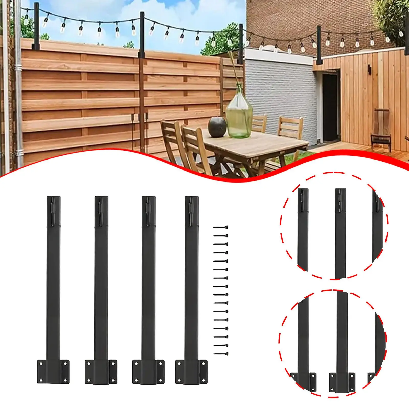 Outdoor String Light Poles with Fork Durable Pole Stand for Hanging Banner Patio Party Illumination