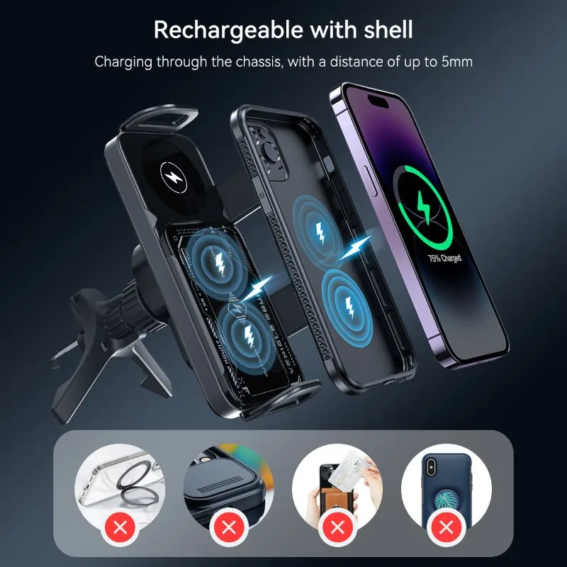 forfor 15W Car Phone Wireless Charger Holder 360° Rotation for Samsung Galaxy Fold 6 5 4 Z Flip S25 for IPhone Car Phone Holder