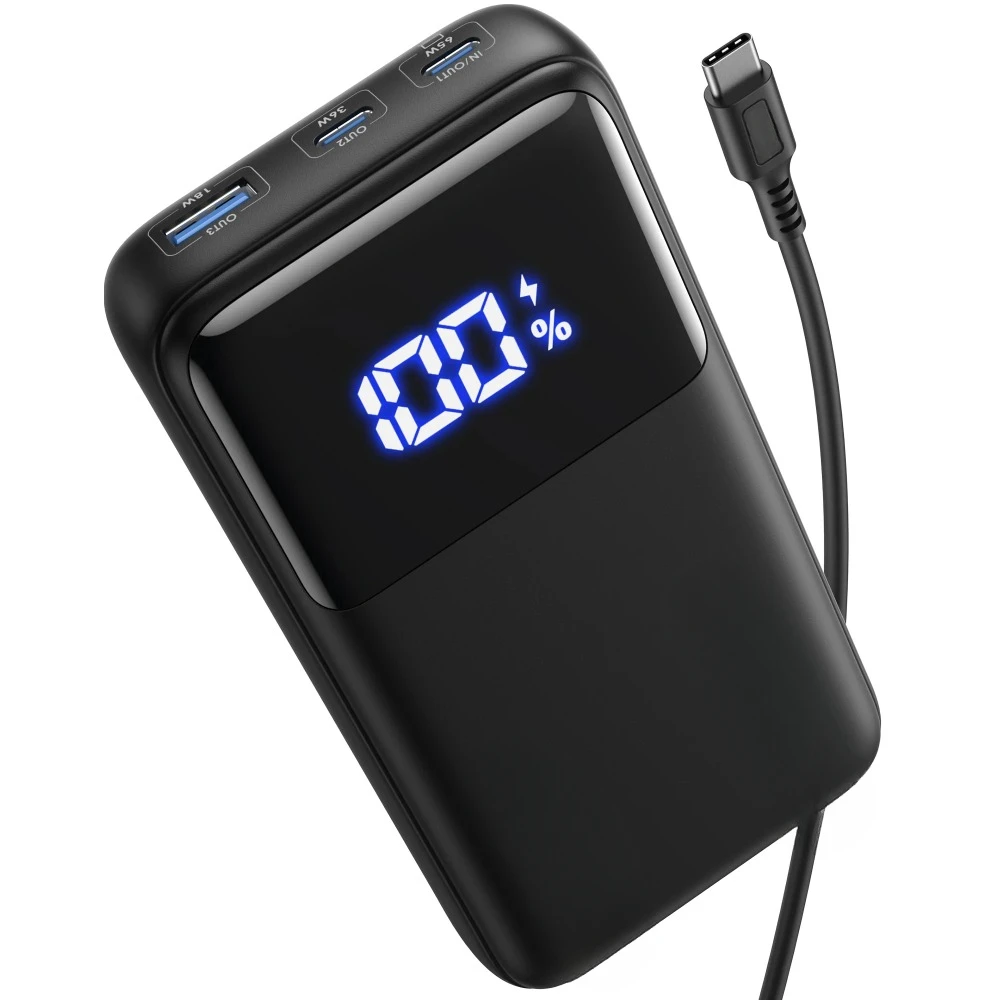 Power Bank, 20000mAh 65W,USB C,PD QC Fast Charging,Black