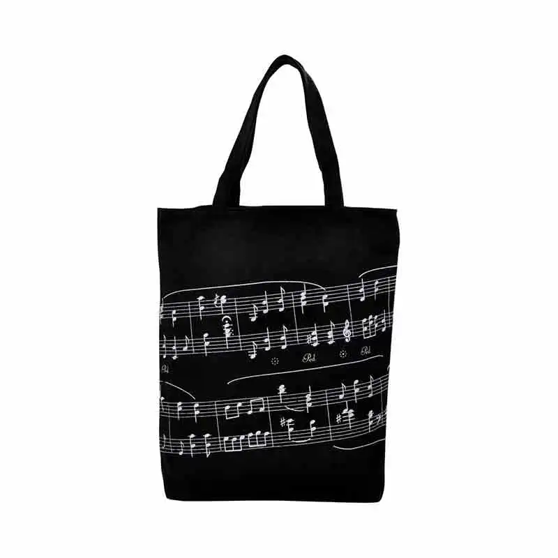 LW013 tas belanja yang dapat digunakan kembali, tas musik (Tote bag notasi musik)