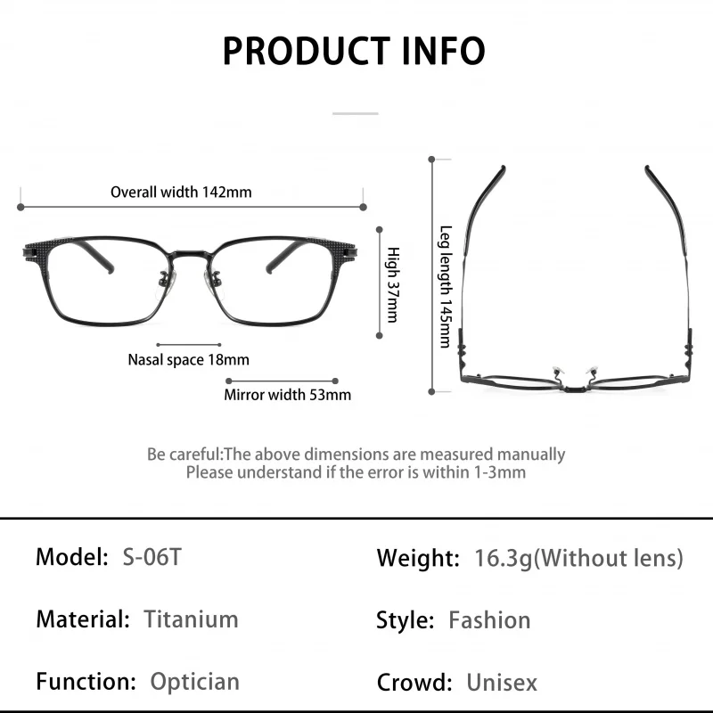 9999 Style Lightweight Titanium Acetate Eyebrows Glasses Carbon Fiber Texture Business Custom Prescription Lenses S06T for Man