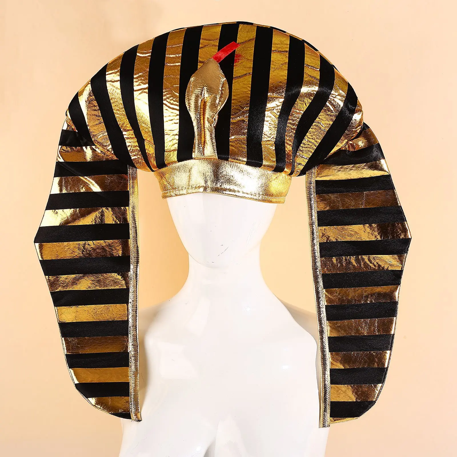 Egyptian Pharaoh King Hat Cosplay Ancient Myth Snake Head Shape Gold Hats Carnival Halloween Dress Up Party Costumes Props