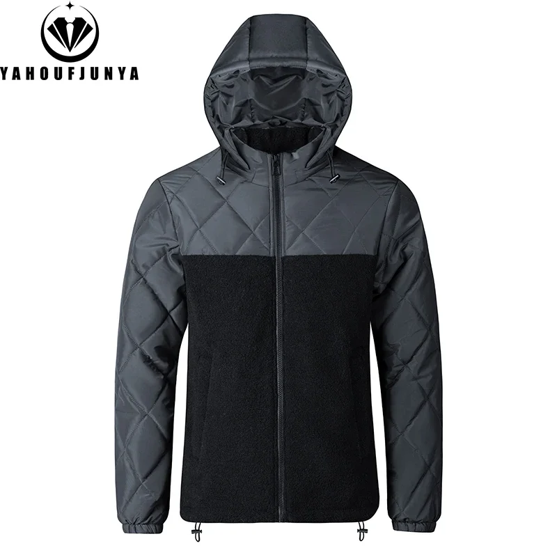 2024 Autumn Winter Men Warm Outdoor Windproof Detachable Hooded Parka Jacket Men Solid Zipper Casual Fashion Jacket Male Coat