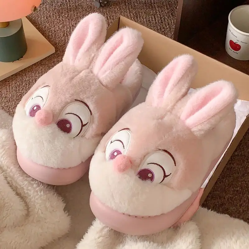 Liebliche Cartoon-Kaninchen-Fuchs-Winterhausschuhe für Damen, 2026, flauschige Pelz-Hausschuhe, bequeme Hausschuhe für zu Hause, niedliche Baumwollschuhe für Paare – Detail 8