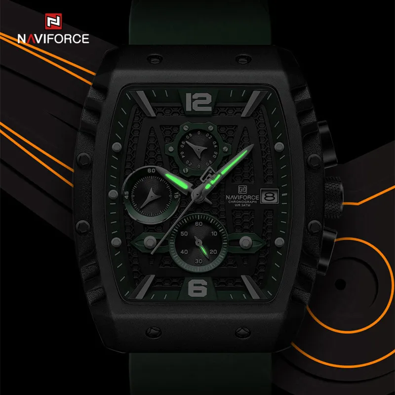 NAVIFORCE Brand 2023 New Men\'s Watches Luxury Silicone Strap Casual Quartz Wristwatches Sport Waterproof Clock Relogio Masculino