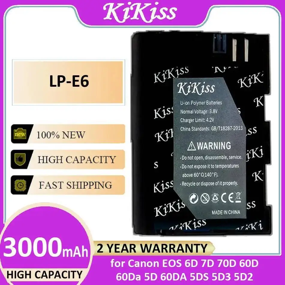

High Capacity For Canon Eos 6D 7D 70D 60D 60Da 5D 60DA 5DS 5D3 5D2 LP-E6 Camera Battery Long-Lasting Performance 3000Mah
