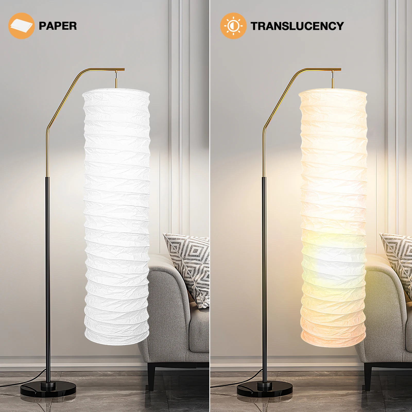 

Paper Floor Lamp Shade Foldable Nordic Style Rice Paper Lamp Cover Modern Floor Light Bulb Cage Guard for Living Room Bedroom
