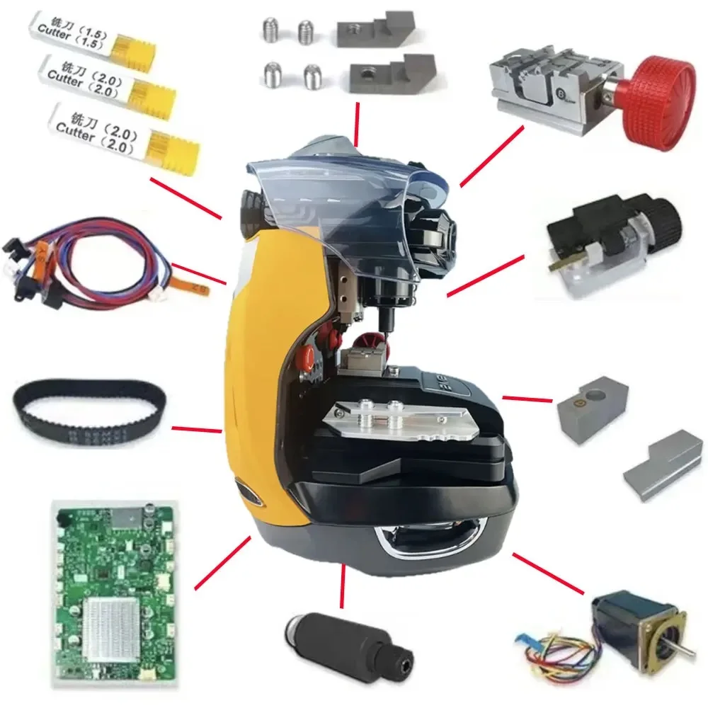 2M2 Magic Tank Key Cutting machine Spare Part XYZ Sensor Belt Stopper Spindle Milling Cutter Key Clamp