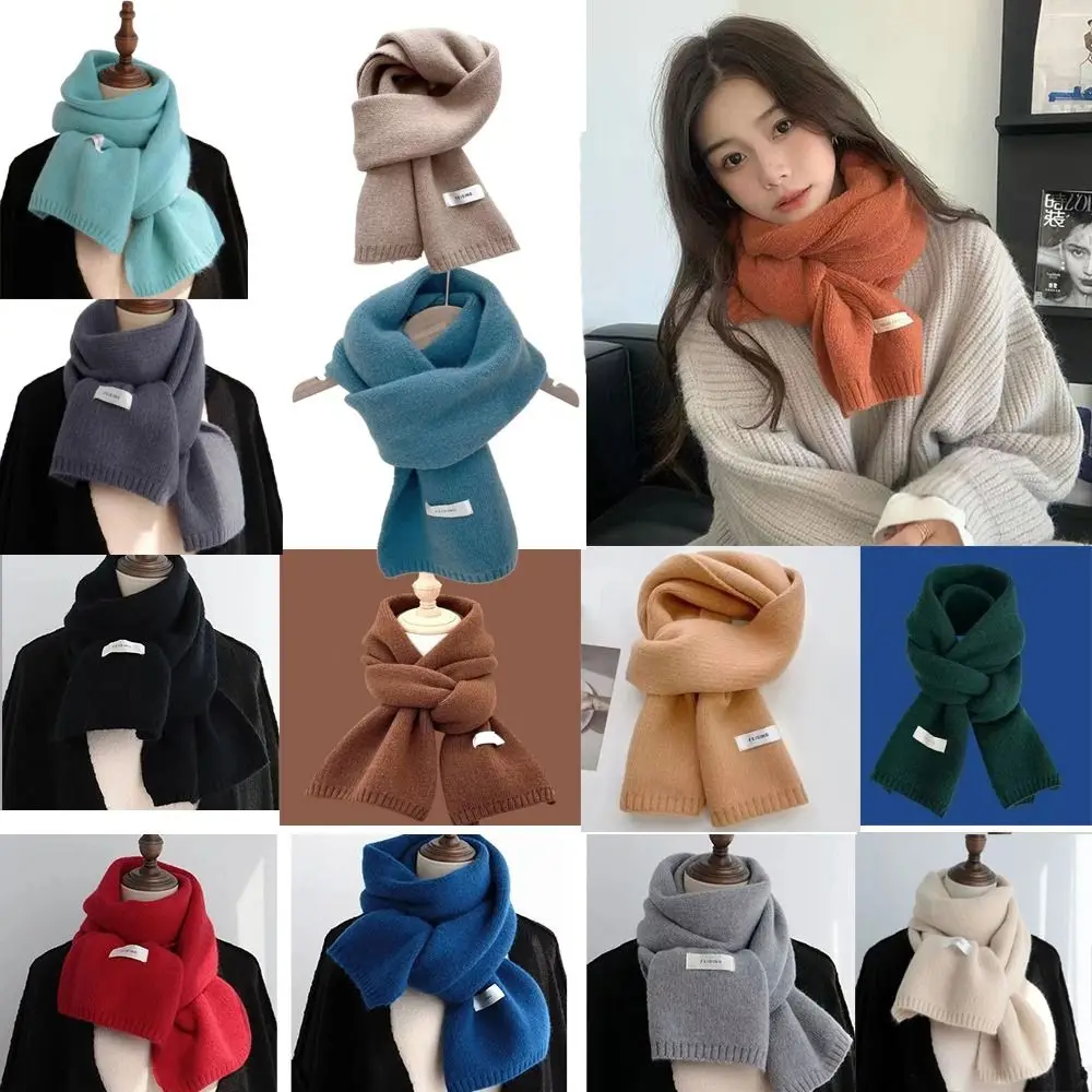 Bib Thermal Neck Warmer Windproof Fashion Knitting Wool Scarf Thickening Snap Fastener Snood Cowl Tube Autumn Winter
