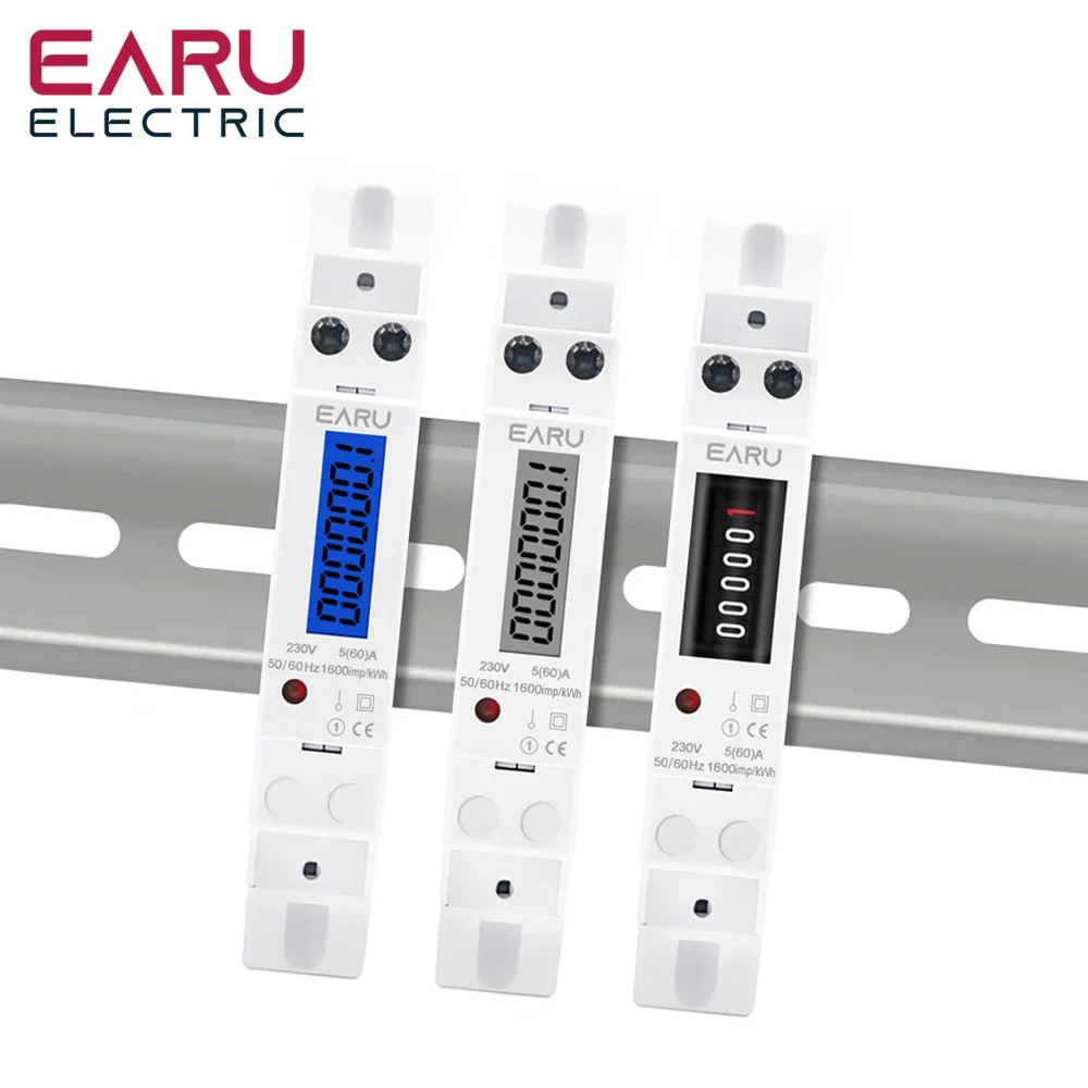 18mm jednofazowe podświetlenie cyfrowy watomierz pobór mocy analogowe licznik energii kWh AC 230V 60A 50Hz LCD elektryczne Din Rail