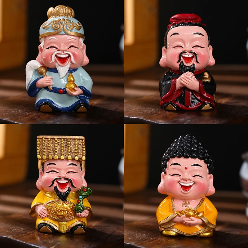 1PC Resin God of Wealth Mascot Ornament Home/Room/Car Decoration Feng Shui Lucky Fortune God Statue Office Craft New Year Gift