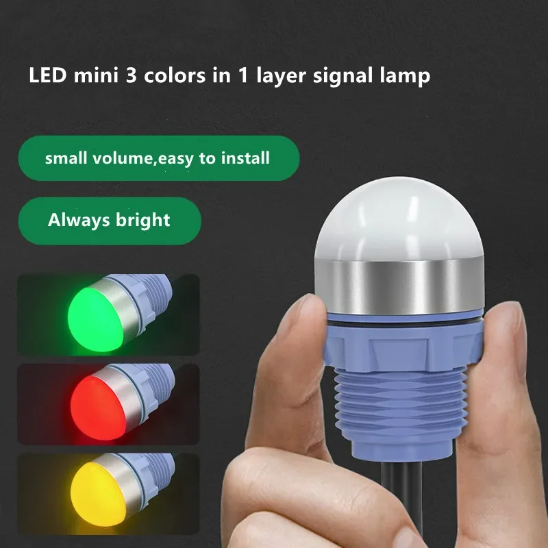 Dia30mm Mini 3-color LED Signal Indicator Machine Tool Equipment Lamp 24V Waterproof Oil-proof Warning Lamp 22mm Mount Space