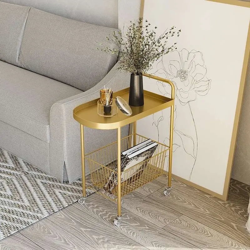 

Nordic movable small coffee table cart sofa side few with wheels light luxury living room