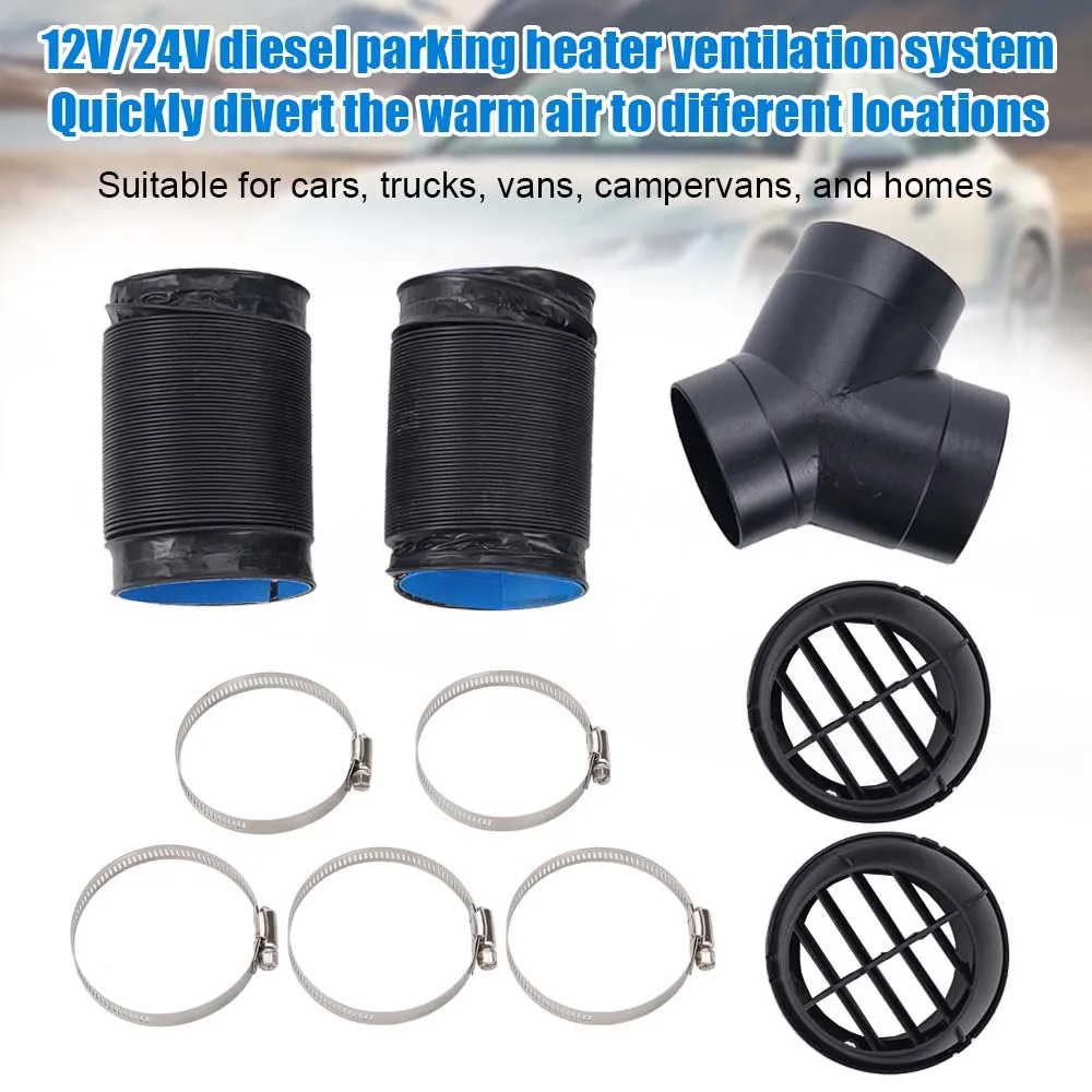 

75 мм комплект каналов для распределения воздуха стояночного обогревателя, тройник для вентиляционного канала, соединитель воздуховода, трубы для теплого воздуха для автомобиля, грузовика, фургона, автофургона