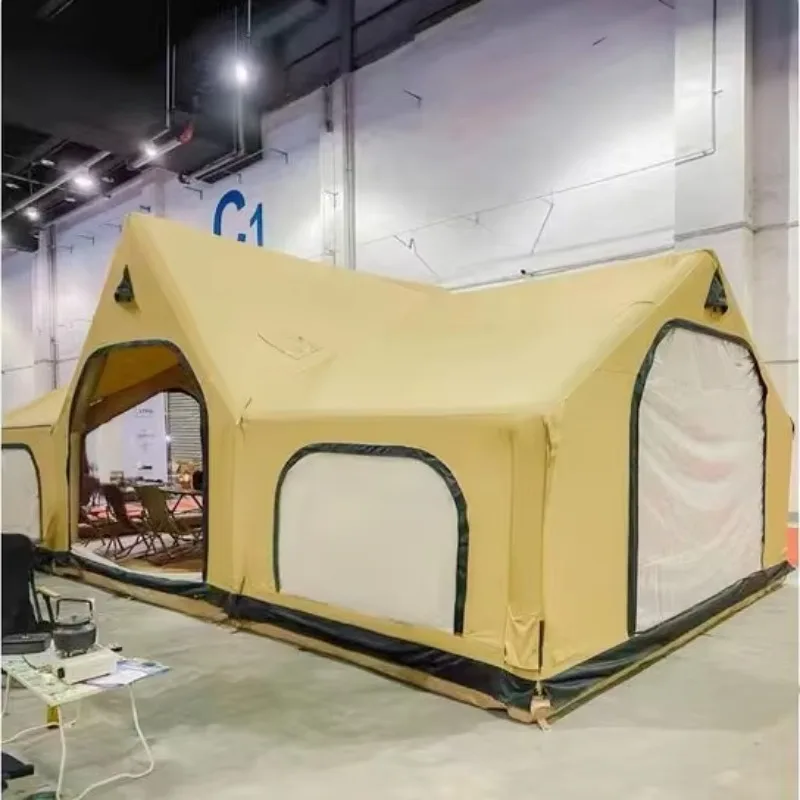 2026년 32.0제곱미터 빠른 설치 야외 캠핑용 두 개의 방과 하나의 홀이 있는 팽창식 파티 텐트