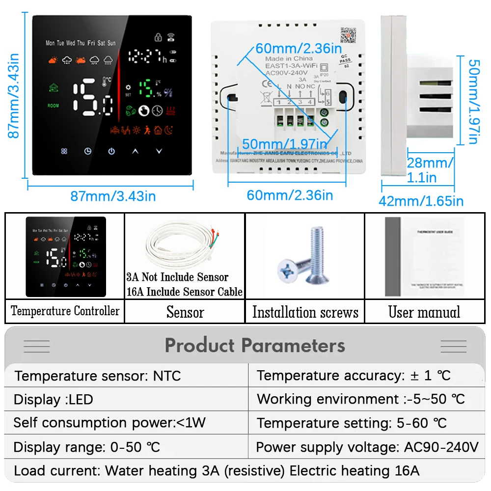 Tuya WiFi Smart Thermostat Electric Floor Heating TRV Water Gas Boiler Temperature Voice Remote Controller for Google Home Alexa